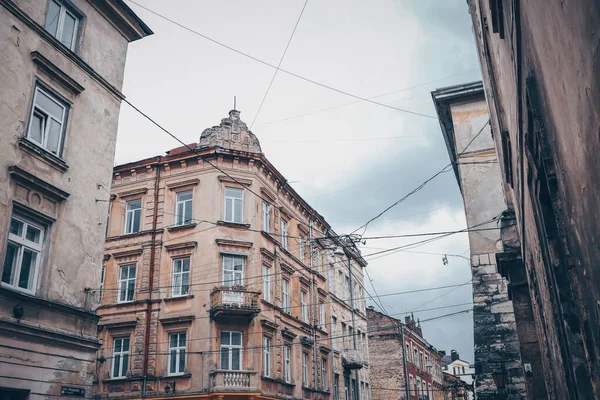 Facades Houses Lviv Old Buildings Sky — Stockfoto