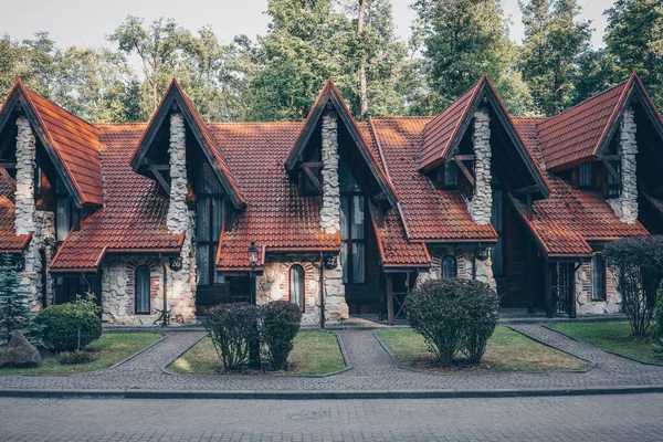 Exterior View Terraced Stone Cottages Street Typical English Town — Stockfoto