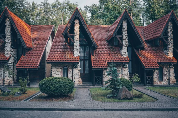 Exterior View Terraced Stone Cottages Street Typical English Town — стоковое фото