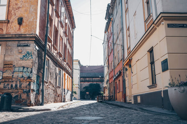 Ancient streets of Lviv, city life