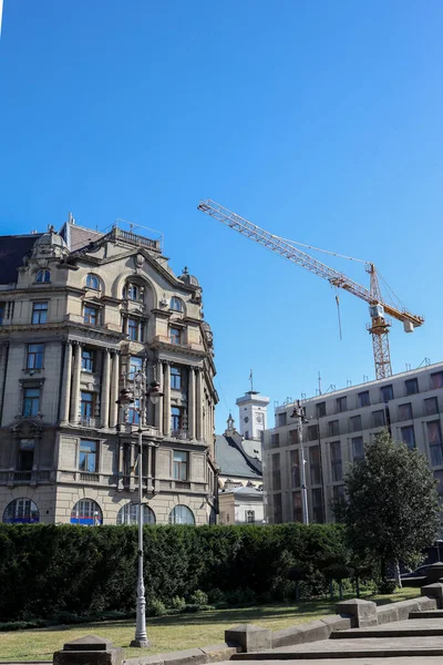 building under construction / restoration - scaffoling on building facade