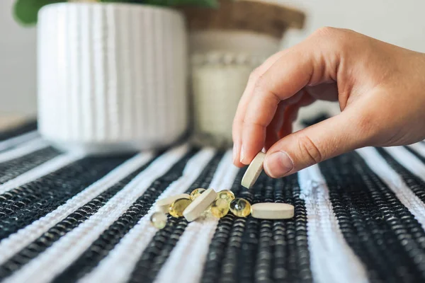 Capsule in hand, health care.