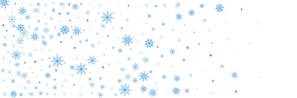 Christmas Background Blue Delicate Openwork Snowflakes Fly White Background Festive — Stock Vector