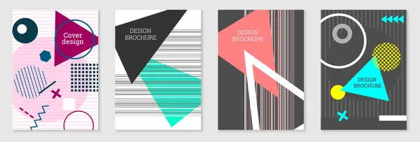 Geometrische Hoes Ontwerp Set Abstracte Ongewone Achtergrond Stijl Van Memphis — Stockvector