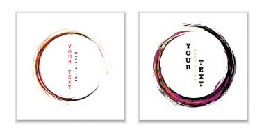 Boya vuruşları. Zen mürekkep çemberi amblemi. Mürekkep ya da boya ile çok renkli dairesel darbeler. Pankartlar, posterler, broşürler, kapaklar, dergiler için tasarım şablonu. EPS 10