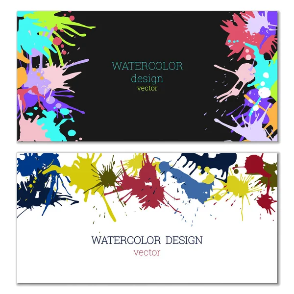 Splashes Paint Different Colors Blots Bright Unusual Multicolored Colorful Watercolor — Stock Vector