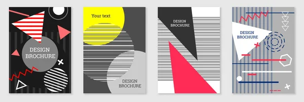 Set di cover design in stile Memphis. Design geometrico, sfondo astratto. Copertina luminosa alla moda, banner, poster, libretto. Colori creativi. — Vettoriale Stock