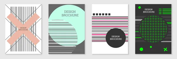 一套孟菲斯风格的封面设计。几何设计，抽象背景。时尚明亮的封面，横幅，海报，小册子。创意色彩. — 图库矢量图片