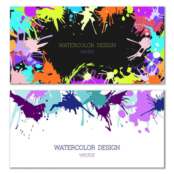 Splashes Paint Different Colors Blots Bright Unusual Multicolored Colorful Watercolor — Stock Vector