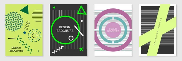 Geometrisches Cover Design Set Abstrakter Ungewöhnlicher Hintergrund Stil Von Memphis — Stockvektor