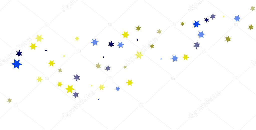 Shooting from confetti wavy stars. Multi-colored stars. Festive background. Abstract pattern on a white background. Design element. Vector illustration, EPS 10.