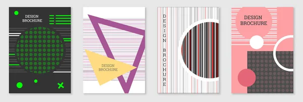 Geometrisches Cover Design Set Abstrakter Ungewöhnlicher Hintergrund Stil Von Memphis — Stockvektor