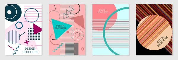 Geometrisches Cover Design Set Abstrakter Ungewöhnlicher Hintergrund Stil Von Memphis — Stockvektor