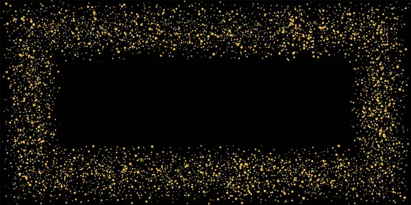 Goldener Sand Goldglitzerndes Konfetti Auf Schwarzem Hintergrund Glänzende Sandpartikel Werden — Stockvektor