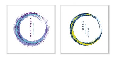 Boya vuruşları. Zen mürekkep çemberi amblemi. Mürekkep ya da boya ile çok renkli dairesel darbeler. Pankartlar, posterler, broşürler, kapaklar, dergiler için tasarım şablonu. EPS 10