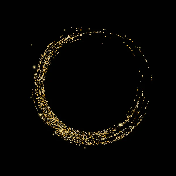 Gouden Glitter Confetti Een Zwarte Achtergrond Glanzende Deeltjes Verspreid Zand — Stockvector