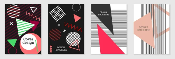 Geometrische Hoes Ontwerp Set Abstracte Ongewone Achtergrond Stijl Van Memphis — Stockvector