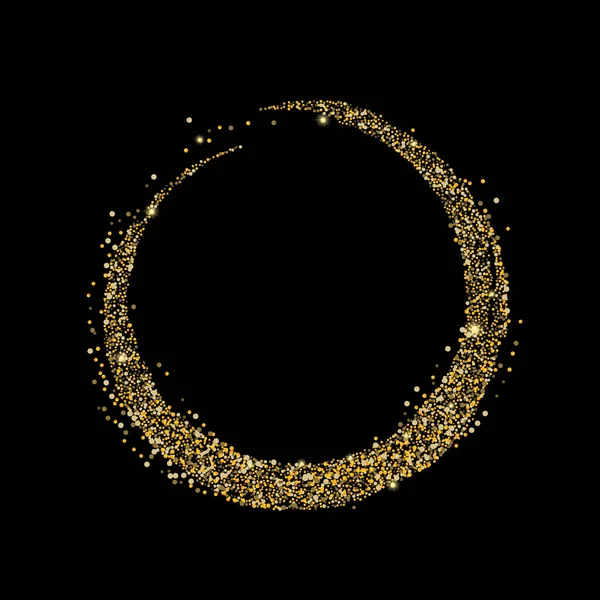 Конфетти Золотыми Блестками Черном Фоне Блестящие Частицы Разбросаны Песок Декоративный — стоковый вектор