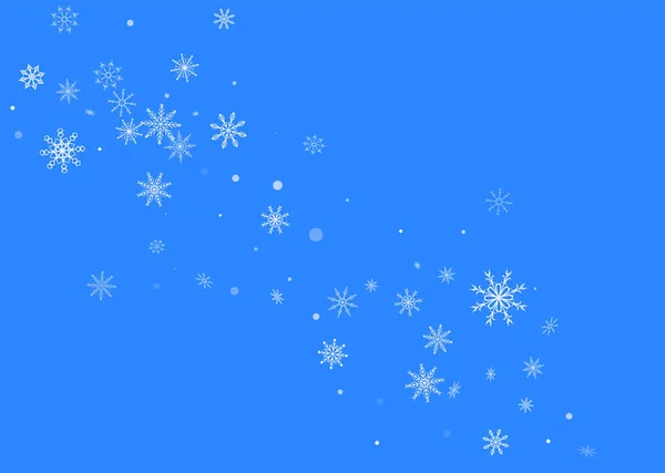 Christmas Background White Delicate Openwork Snowflakes Fly Blue Background New — Stock Vector