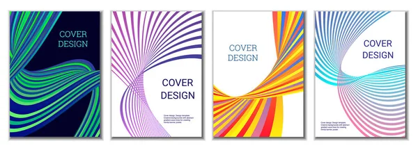 Design Covers Magazines Banners Posters Set Covers Multicolored Wavy Parallel — Stock Vector