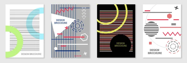 Geometrisches Cover Design Set Abstrakter Ungewöhnlicher Hintergrund Stil Von Memphis — Stockvektor