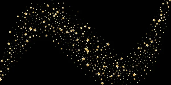 Золотий Блискучий Конфетті Чорному Тлі Маленькі Зірки Святковий Розкішний Фон — стоковий вектор
