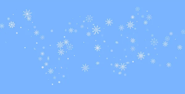 Різдвяний Фон Білі Ніжні Ажурні Сніжинки Летять Синьому Фоні Новорічний — стоковий вектор