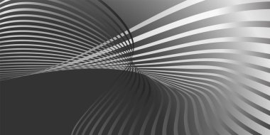 Dalgalı çizgiler ya da kurdeleler. Çok renkli çizgili gradyan. Moda afişi ve poster yapmak için soyut gradyan dalga çizgileri olan yaratıcı, sıra dışı bir arka plan. Vektörler