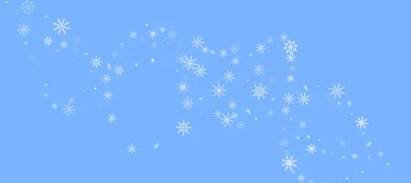 Julbakgrund Vita Ömtåliga Öppna Snöflingor Flyger Blå Bakgrund Nytt Festlig — Stock vektor