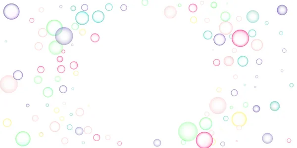 Tvål Bubblor Flög Slumpmässigt Vit Bakgrund Vektorillustration — Stock vektor