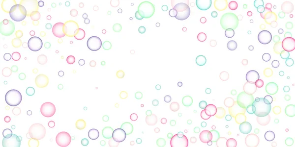 Des Bulles Savon Volaient Hasard Sur Fond Blanc Illustration Vectorielle — Image vectorielle