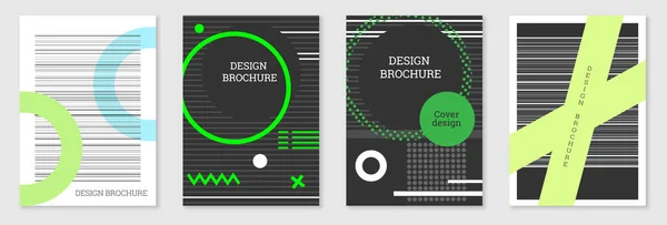 Diseño Geométrico Cubierta Set Resumen Inusual Fondo Estilo Memphis Formas — Vector de stock