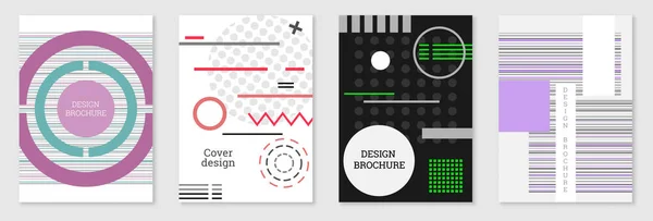 Diseño Geométrico Cubierta Set Resumen Inusual Fondo Estilo Memphis Formas — Vector de stock