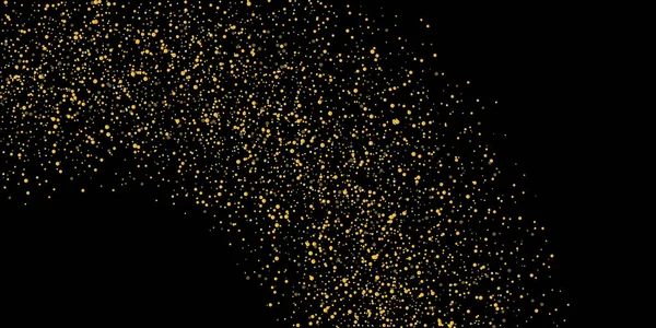 Золотий Пісок Золотий Блиск Конфетті Чорному Тлі Блискучі Частинки Піску — стоковий вектор
