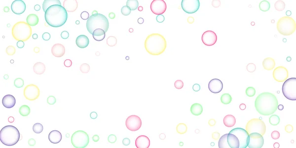Seifenblasen Flogen Zufällig Auf Weißem Hintergrund Vektorillustration — Stockvektor
