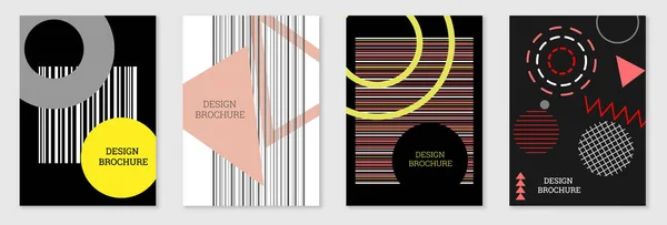 Geometrisches Cover Design Set Abstrakter Ungewöhnlicher Hintergrund Stil Von Memphis — Stockvektor