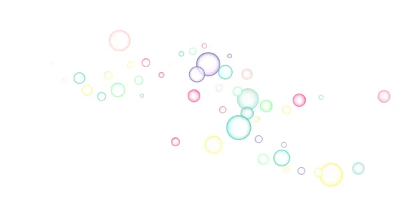 Des Bulles Savon Volaient Hasard Sur Fond Blanc Illustration Vectorielle — Image vectorielle