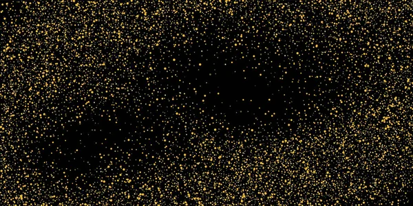 Goldener Sand Goldglitzerndes Konfetti Auf Schwarzem Hintergrund Glänzende Sandpartikel Werden — Stockvektor