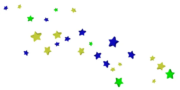 Fallende Sterne Konfetti Blaue Grüne Gelbe Sterne Feierlicher Hintergrund Abstraktes — Stockvektor