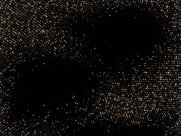 Goldener Sand Goldglitzerndes Konfetti Auf Schwarzem Hintergrund Glänzende Sandpartikel Kreis — Stockvektor