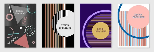 Geometrisches Cover Design Set Abstrakter Ungewöhnlicher Hintergrund Stil Von Memphis — Stockvektor