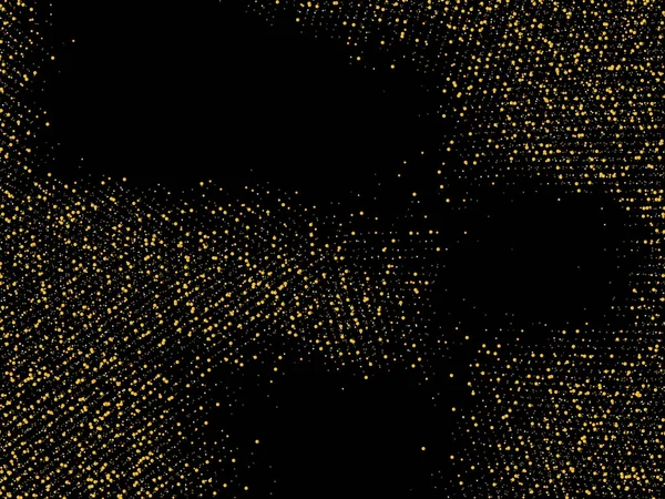 Золотий Пісок Золотий Блиск Конфетті Чорному Тлі Блискучі Частинки Піску — стоковий вектор
