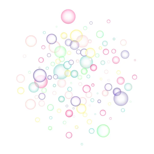 Des Bulles Savon Volaient Hasard Sur Fond Blanc Illustration Vectorielle — Image vectorielle