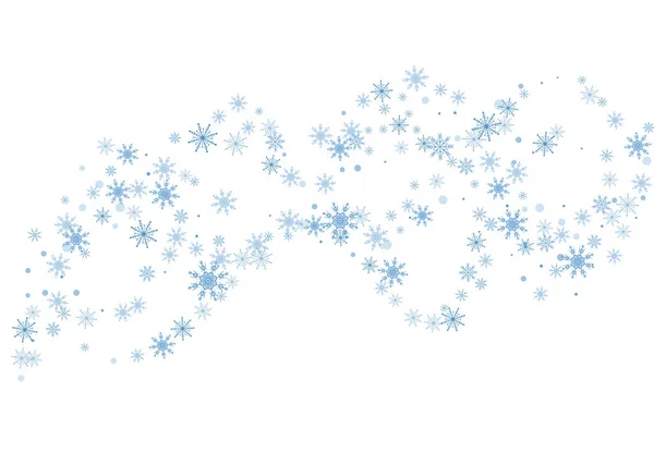 圣诞节的背景蓝色精致的开放雪片在白色的背景上飘扬 — 图库矢量图片
