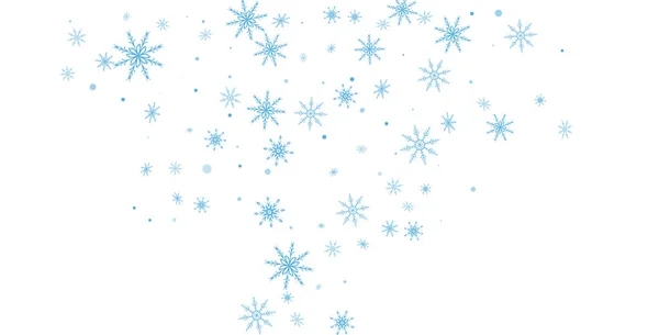 Різдвяний Фон Сині Ніжні Ажурні Сніжинки Літають Білому Тлі Святковий — стоковий вектор