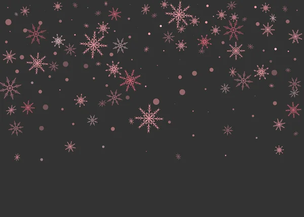 圣诞节的背景在黑暗的背景下 粉色和白色精致的张开的雪花飘扬着 节日背景 — 图库矢量图片