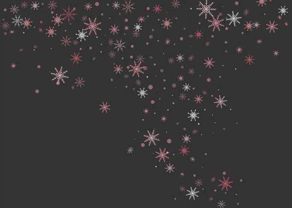 Рождественский Фон Тёмном Фоне Летят Розовые Белые Нежные Снежинки Праздничный — стоковый вектор