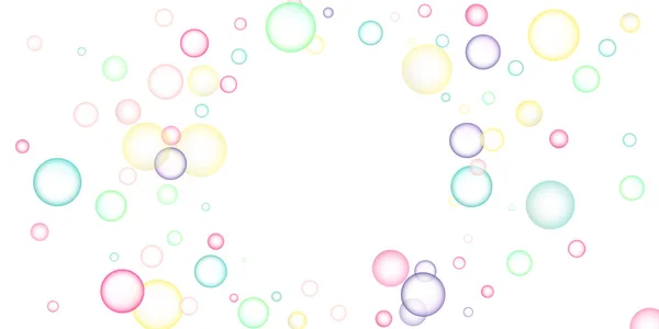 Soap Bubbles Flew Randomly White Background Vector Illustration — Stockvektor