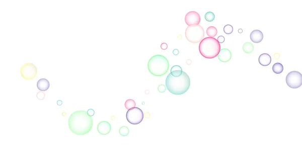 Les bulles multicolores lumineuses savonneuses volent au hasard sur un fond blanc. Illustration vectorielle — Image vectorielle