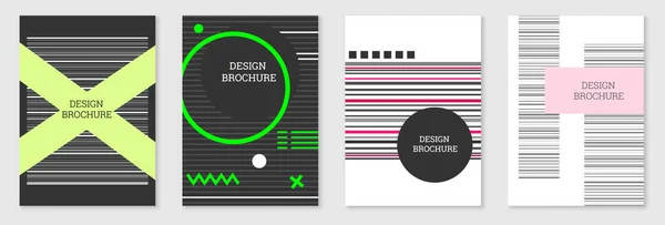 Conjunto de diseño de portada en estilo Memphis. Diseño geométrico, fondo abstracto. Cubierta brillante de moda, pancarta, póster, folleto. Colores creativos. — Vector de stock